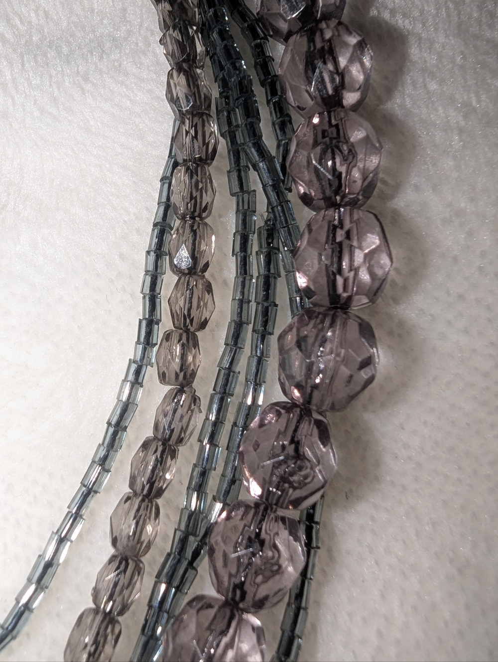 Heavy Glass Crystal Multi-Strand Statement Necklace – Smoky Plum Gunmetal - Picture 4 of 4